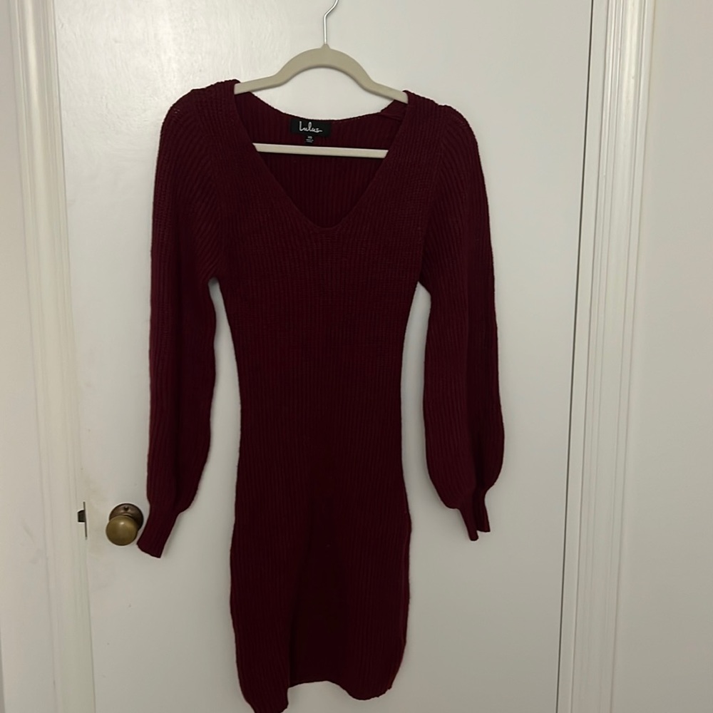 Lulus burgundy sweater dress, size XS